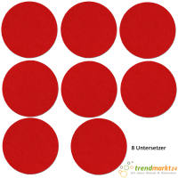 trendmarkt24 Filzuntersetzer rot Glasuntersetzer Set rund...