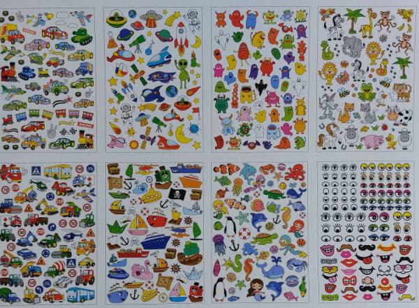 Sticker Großpackung mi 8 Blättern, Autos u.a.