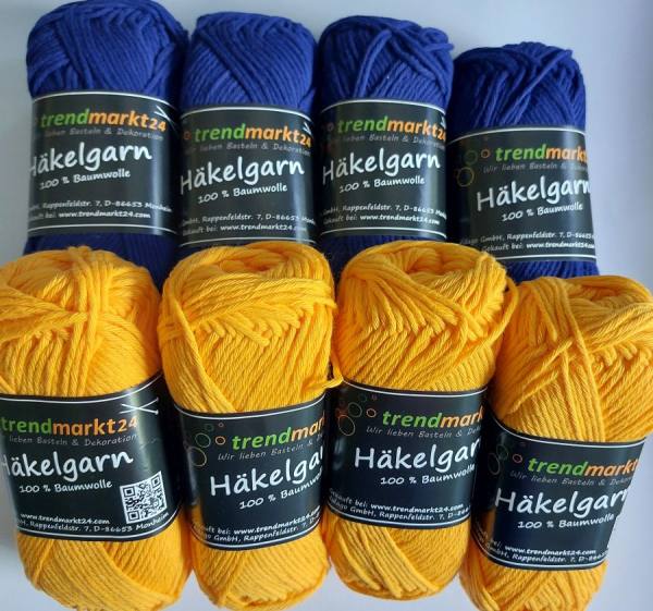 Häkelgarn Schulgarn 8 Knäuel, 4 x orange, 4 x blau 400g schadstoffgeprüfte Qualität