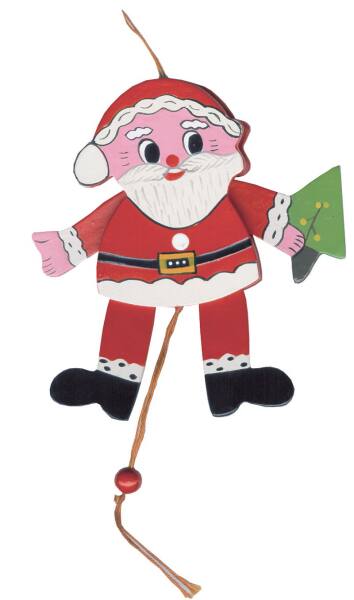 Weihnachtsmann 36 Stück | Holz Nikolaus Hampelmann 12 cm Weihnachtsschmuck Aufhänger | Restposten Sonderverkauf