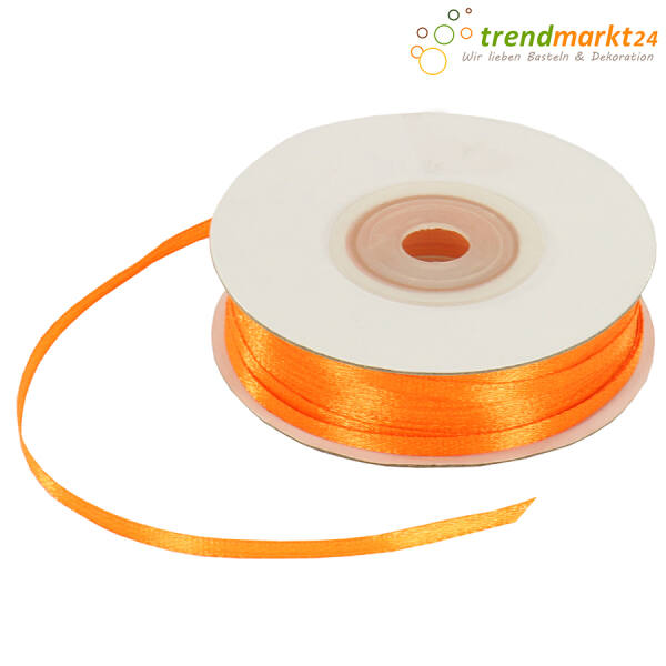 Satinband orange Rolle 3mm breit, 50m lang