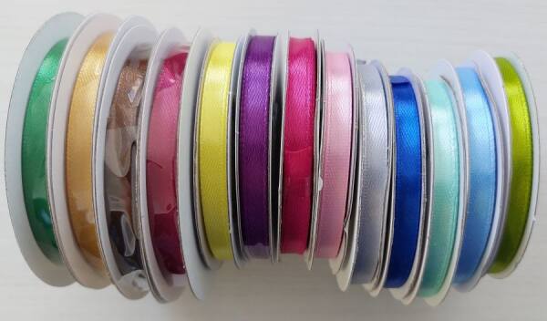 Satinbänder 13 Rollen Satinband je 6mm breit, 25m lang Satinband 6mm