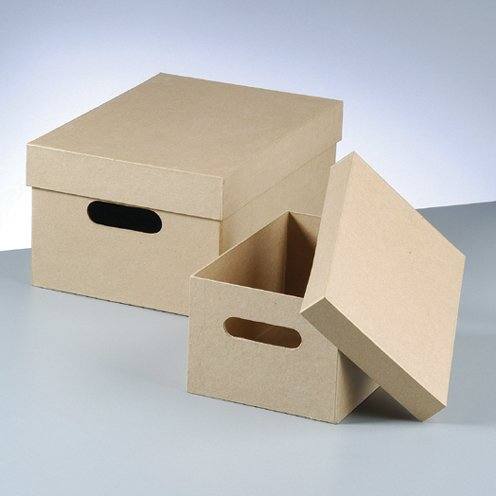 Stapelbox Set mit 2 Rechteckboxen braun, 35x25x17,5 cm + 26x18,5x13 cm