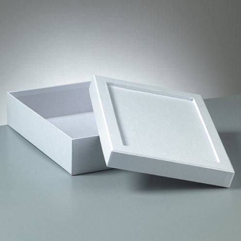 Pappbox Mosaix rechteckig weiß, 20 x 15 x 6 cm Passepartout