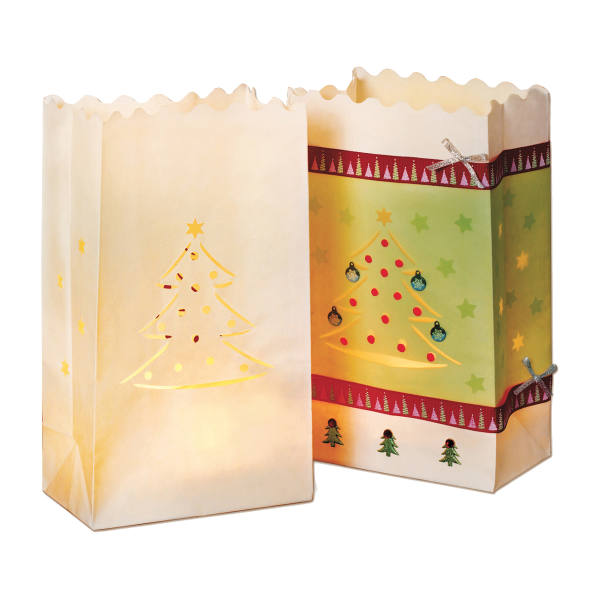 Lichtertüte aus Papier Weihnachtsbaum, 5 Stück