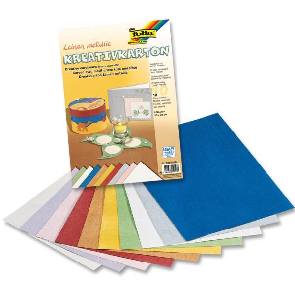 Kreativkarton Leinen Metallic, 23 x 33 cm, 10 Bögen, 230 g m² Kinderkrippe Bastelset Bastelpapier