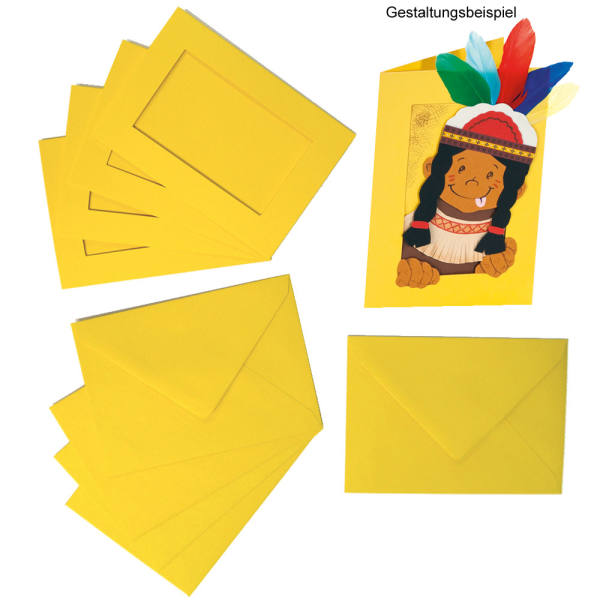 Passepartoutkarten gelb rechteckig, 5er Pack, 10,5 x 15 cm