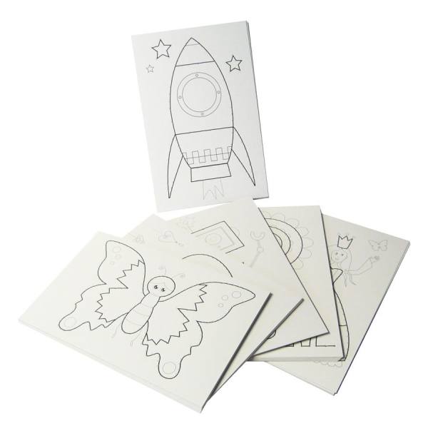 Ausnähkarten weiß 48 Stück ind 8 Motiven, 11 x 17 cm, 300 g m²