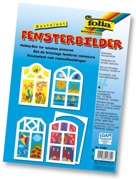 Fensterbilder Bastelset, 4 Rahmen DIN A4, 10 Blatt Fotokarton
