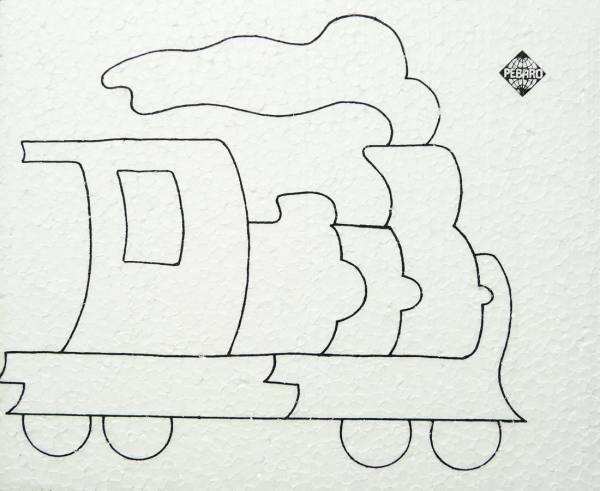 Styroporplatte Motiv Lokomotive, Weichschaum, DIN A5