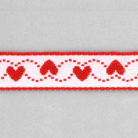 Geschenkband mit Herzmuster rot/weiß, 20 m, 1,2 cm...