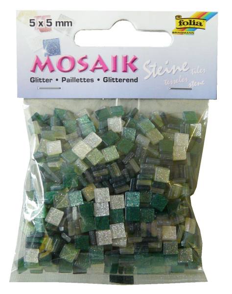 Mosaiksteine-Glitter grün, 0,5 x 0,5 cm, 700 Steine, 45g