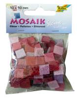 Mosaiksteine-Glitter pink, 1 x 1 cm, 190 Steine, 45g