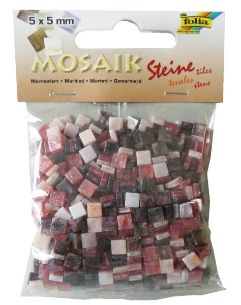 Mosaiksteine-Mix marmoriert rot, 0,5 x 0,5 cm, 700 Steine, 45g