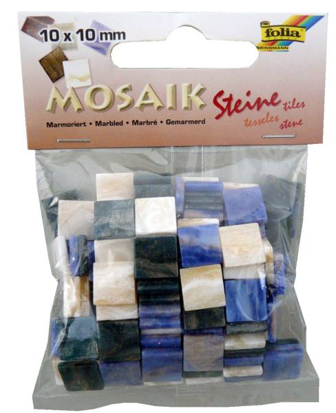 Mosaiksteine-Mix marmoriert blau, 1 x 1 cm, 190 Steine, 45 g