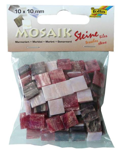 Mosaiksteine-Mix marmoriert rot, 1 x 1 cm, 45g, 190 Steine