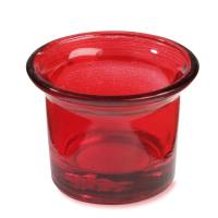 Teelichtglas rot, ca. 6,5 x 4,5 cm