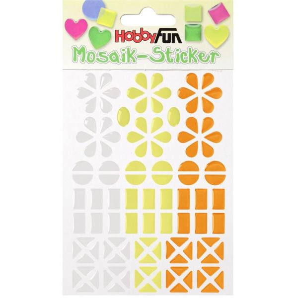 Mosaik Sticker transparent Blume, transp.-vanille-orange
