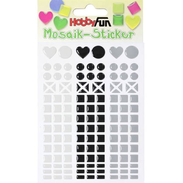 Mosaik-Sticker Herzweiß-schwarz-grau