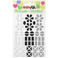 Mosaik-Sticker Blume weiß-schwarz-grau