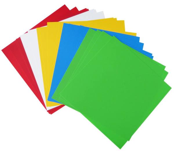 Kunststoff Faltblätter, 5 Farben, 20 x 20cm, 20 Blatt, 200 µ