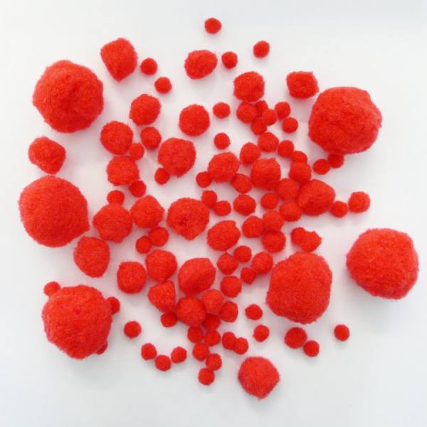 Produktbild von Perlin Pompons Pompon 10mm 50stk Bommel Nähen Tilda Basteln Borte Rot Rund Für Schmuck Baumwolle (Mix