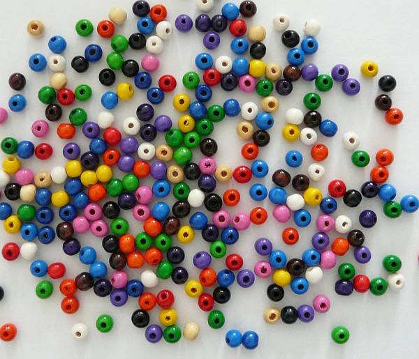 Holzperlen 6mm bunt 250 Stk.