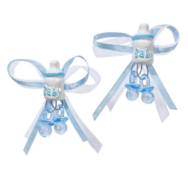 Babyflasche mit Schleife blau 2 Stück, ca. 5 cm groß