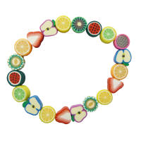 Perlen, Polymerperlen Früchte, 50 Stk. in 5 Farben sortiert