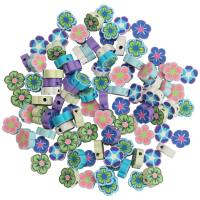 Polymerperlen Blumen 100 Stk. in 5 Farben sortiert