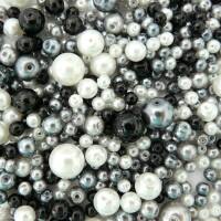 Wachsperlen Mix, schwarz, 100 g, 4,6,8,und 10 mm sortiert