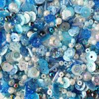 Pailletten mit Perlen, Mischpackung blau 30 g