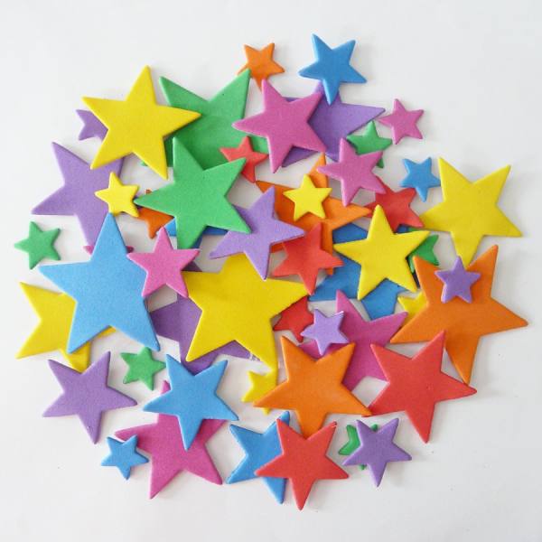 Moosgummi Sterne, selbstklebend, 28 Stück bunt sortiert