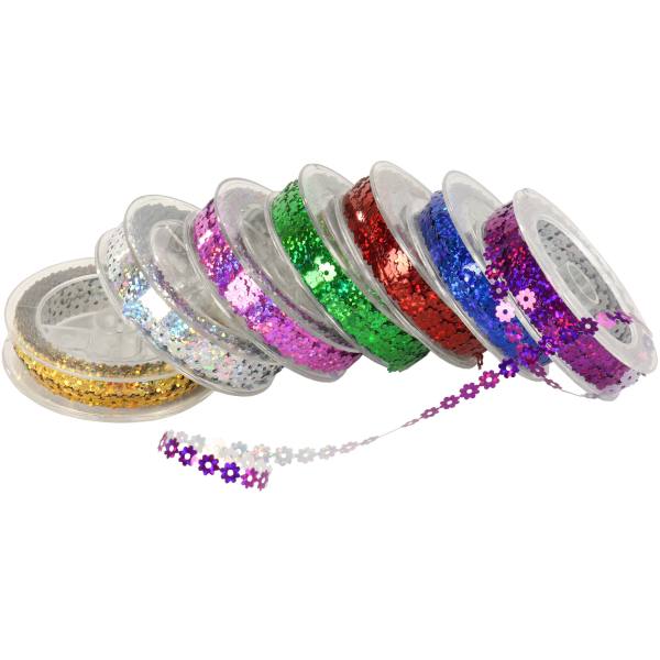 Paillettenbänder Set mit 7 Bändern je 10 m
