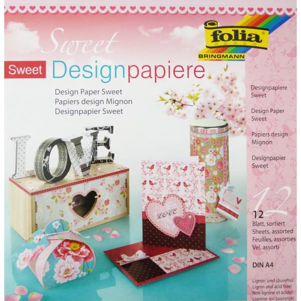 Designpapierblock Sweet DIN A4, 12 Blatt, 150 g m²