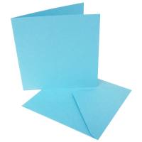 Doppelkarten quadratisch himmelblau, 5er Set
