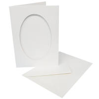 Passepartoutkarten ovale Stanzung weiß 5 Stück