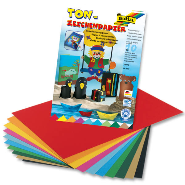 Tonzeichenpapier Block DIN A3, 10 Blatt, 130g/m², Tonpapier Block