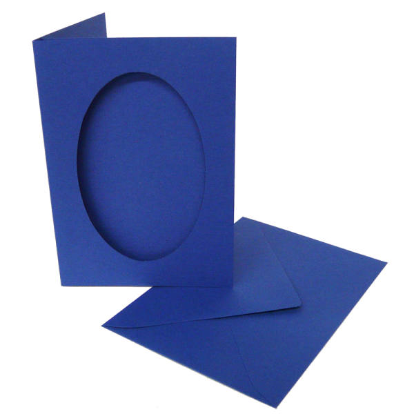 Passepartoutkarten ovale Stanzung königsblau 5 Stück