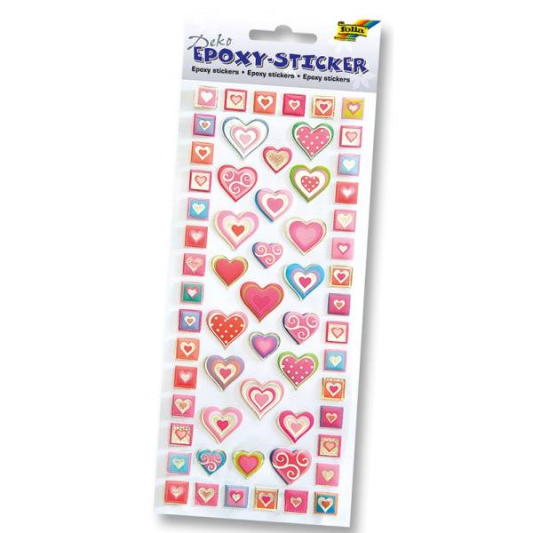 Epoxy Sticker Herzen, Ganzjahr Set 2