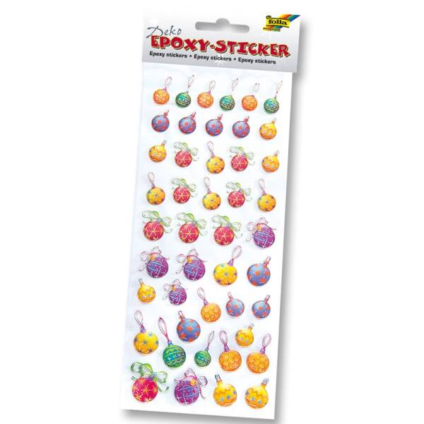 Epoxy Sticker Weihnachtskugeln, Set 4