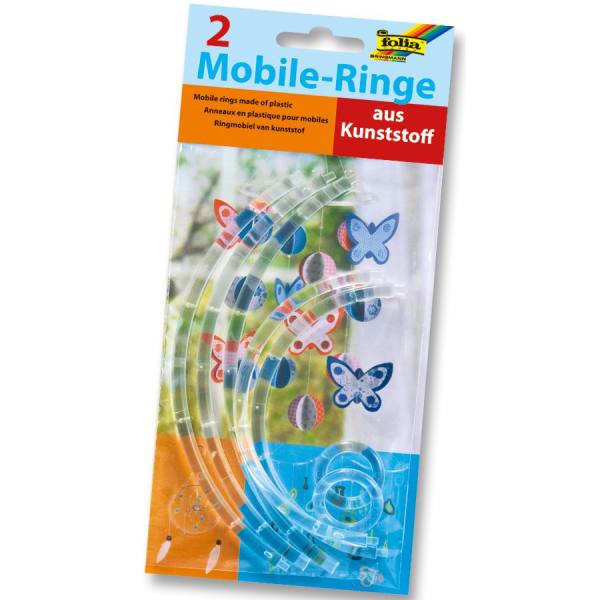 Mobile-Ringe, Kunststoff, transparent, je 1 x Ø 12 und 1x 20 cm