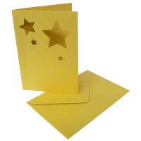 Doppelkarten Stanzung Sterne gold, 5er Set