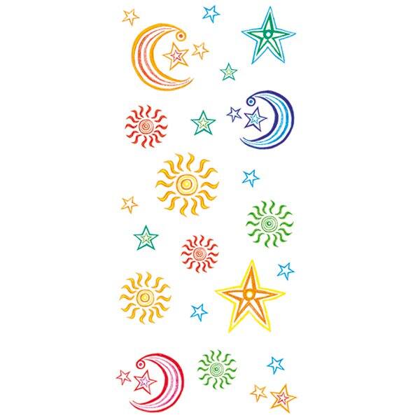 3D Deco Transfers Sonne, Mond und Sterne