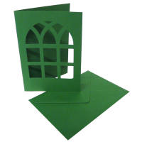 Doppelkarten Stanzung Fenster tannengrün, 5er Set
