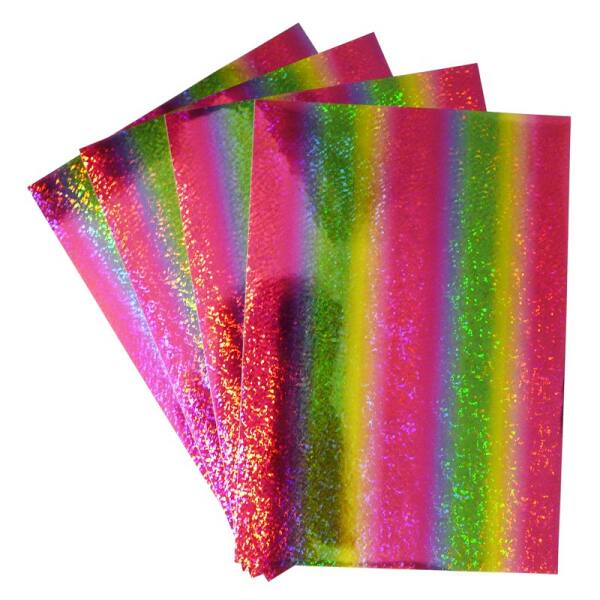 Holographische Folie selbstklebend, Regenbogen, 4 Blatt, 23x33 cm