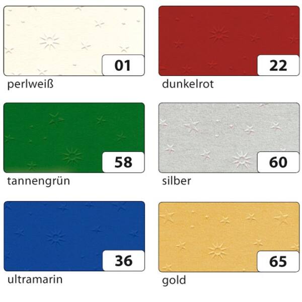 Prägekarton Sterne 10 Blatt, 23 x 33 cm, 220 g m²