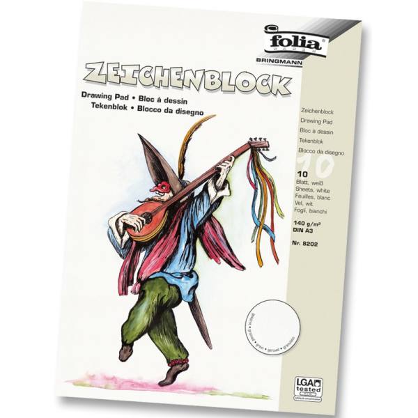 Zeichenblock DIN A3 weiß, 10 Blatt, 140g/m², gekörnt