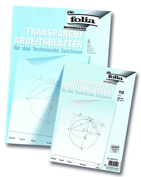 Transparent-Arbeitsblätter technisches Zeichnen,DIN A3,5 Blatt