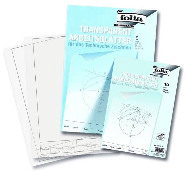 Transparent-Arbeitsblätter technisches Zeichnen,DIN A4,10 Blatt
